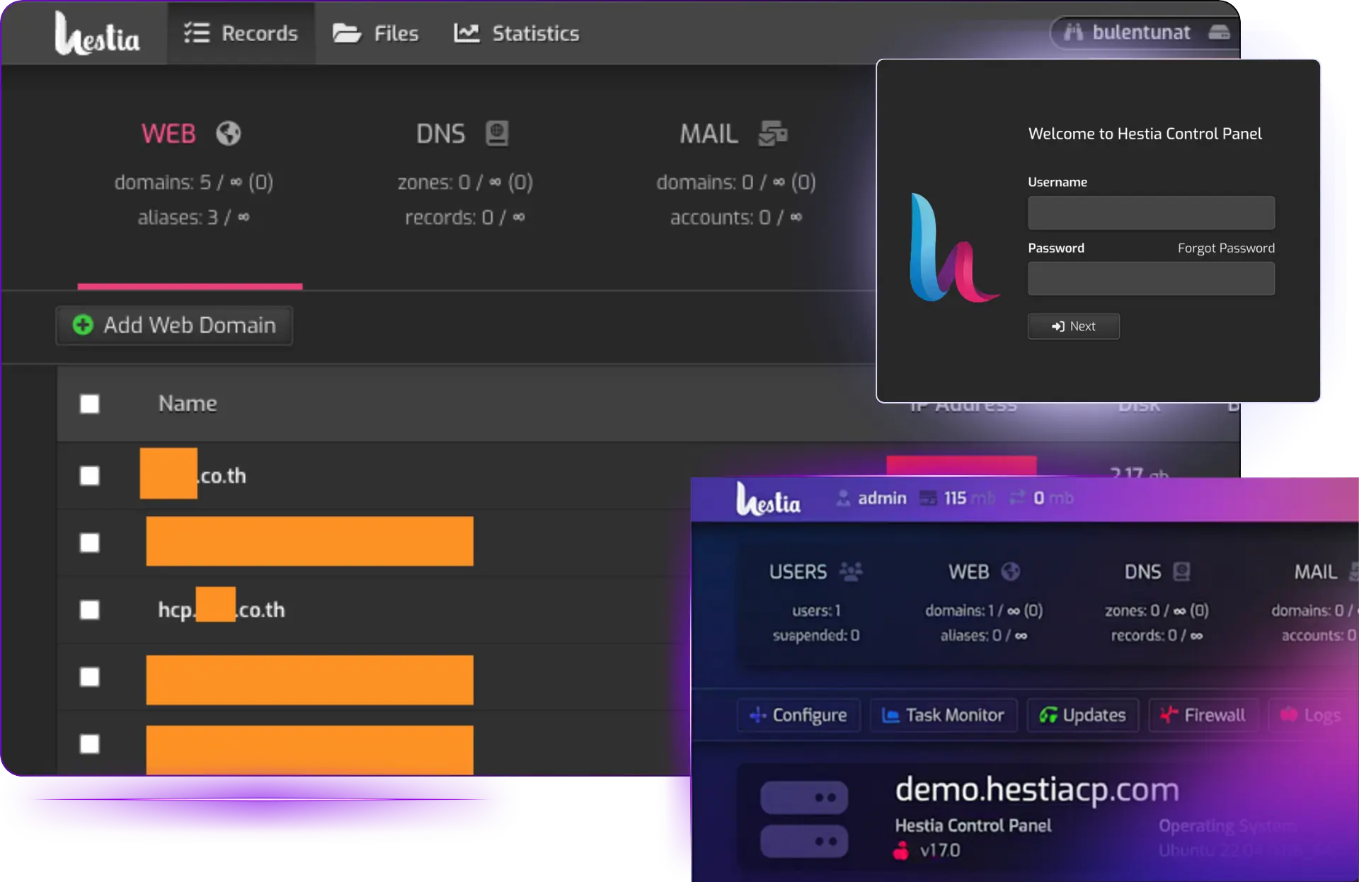 HestiaCP VPS hosting - What Hestia Control Panel gives you on a small server